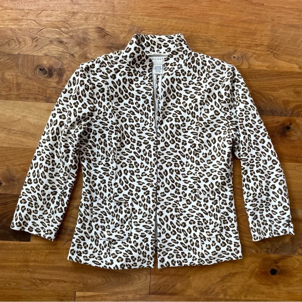 Doncaster Snow Leopard Print Stand Collar Blazer Jacket - Picture 4 of 12